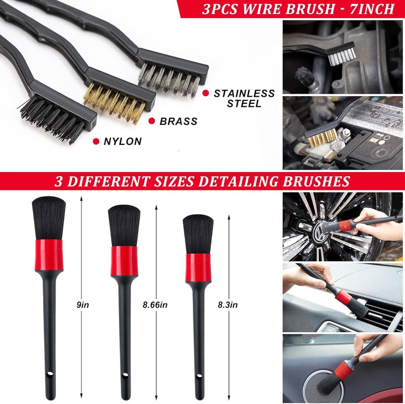 GPUSFAK 16Pcs Car Wash Cleaning Kit with Foam Gun Sprayer Detailing Brushes Windshield Cleaning Tool Rim and Tire Brush Towels Complete Interior Exterior Detailing Set for Car - Image 5