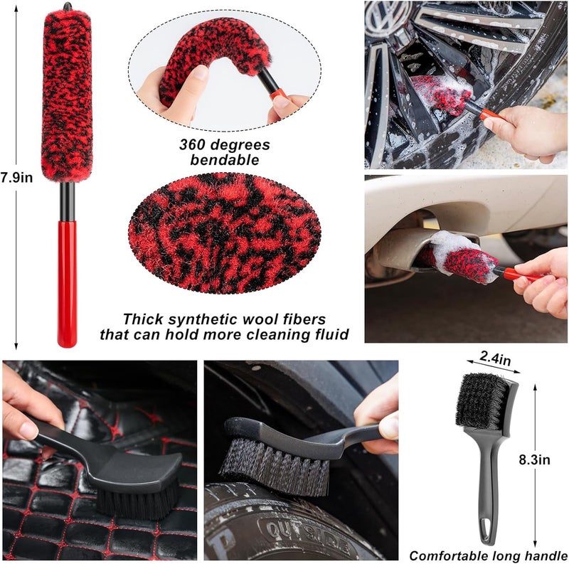 GPUSFAK 16Pcs Car Wash Cleaning Kit with Foam Gun Sprayer Detailing Brushes Windshield Cleaning Tool Rim and Tire Brush Towels Complete Interior Exterior Detailing Set for Car - Image 4