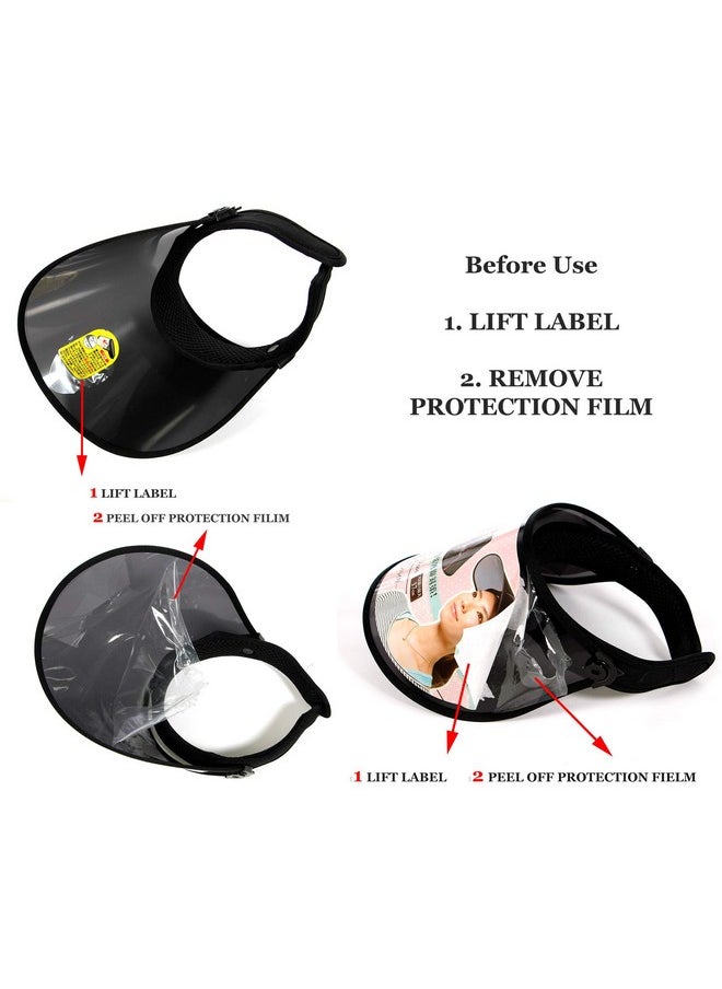 SERENITA - Face Protection Shield Sun Visor Hat Cap Uv Protection Premium Adjustable Solar Headband Black - Image 1