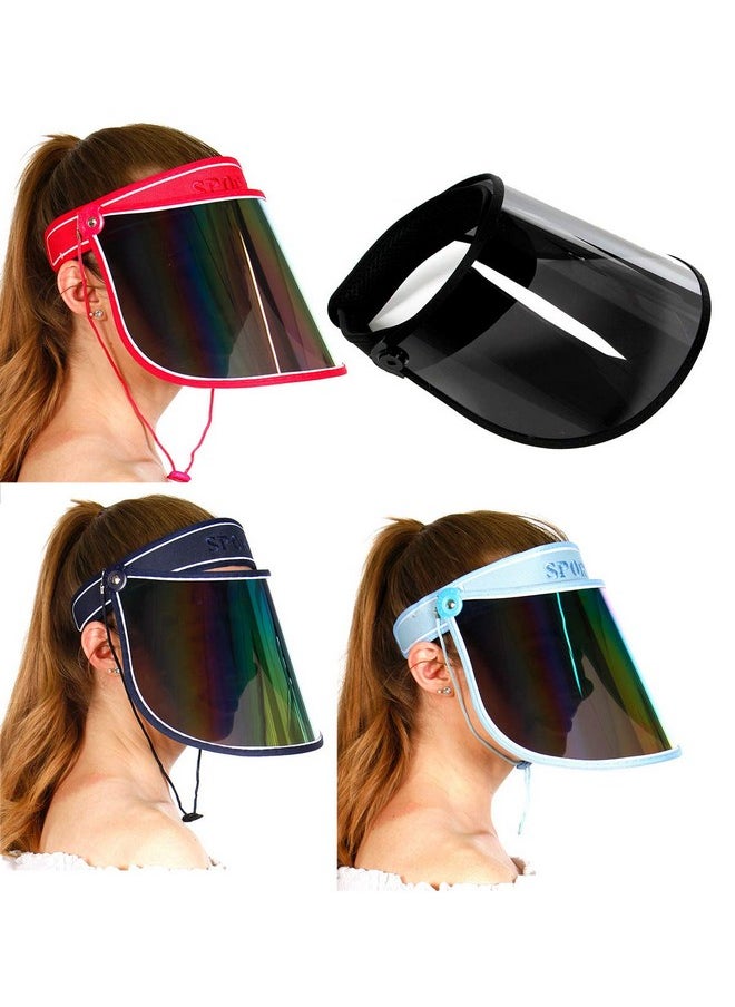 SERENITA - Face Protection Shield Sun Visor Hat Cap Uv Protection Premium Adjustable Solar Headband Black - Image 1