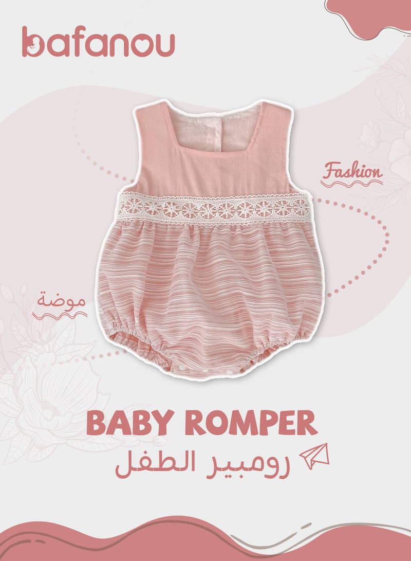 Bafanou Bafanou Baby Girls Solid Color Playsuit Infant Sleeveless Romper Newborn Girls Toddler Breathable Clothing  - Image 1
