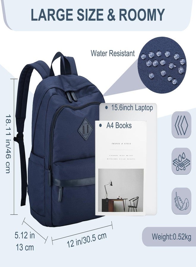 RAVUO Backpack for Men Women, Large School Backpacks Water Resistant 15.6 inch Laptop Rucksack for College Unisex Schoolbag Daypack with Compartments for College Work Travel, Dark Blue, L - Image 2
