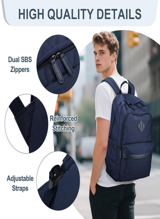 RAVUO Backpack for Men Women, Large School Backpacks Water Resistant 15.6 inch Laptop Rucksack for College Unisex Schoolbag Daypack with Compartments for College Work Travel, Dark Blue, L - Image 5