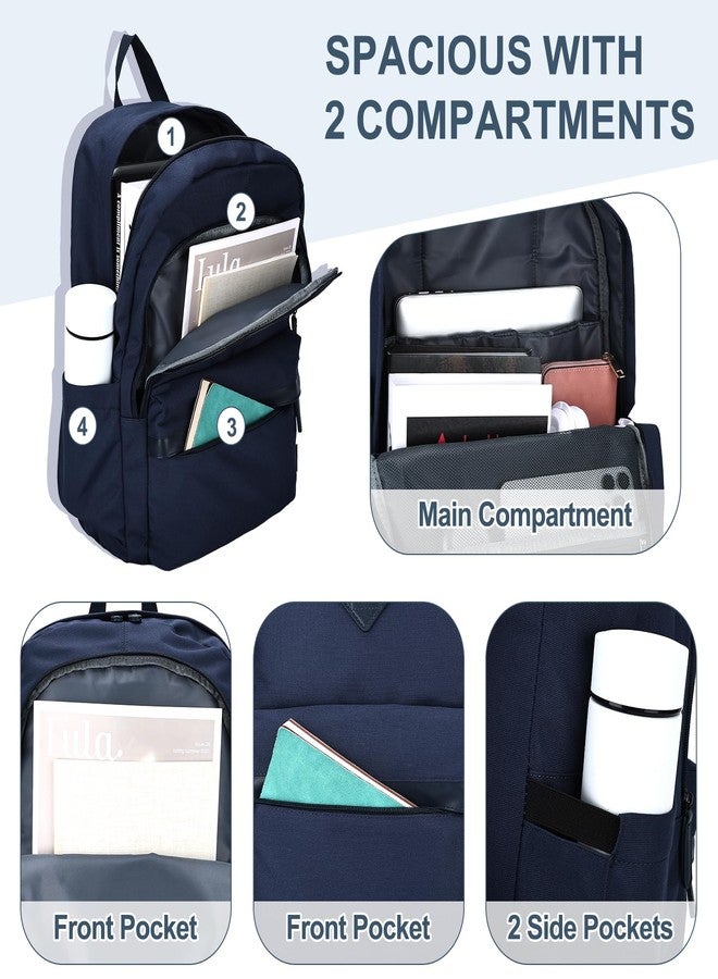 RAVUO Backpack for Men Women, Large School Backpacks Water Resistant 15.6 inch Laptop Rucksack for College Unisex Schoolbag Daypack with Compartments for College Work Travel, Dark Blue, L - Image 3