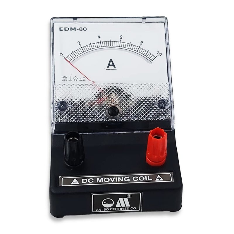 OM ® Meters EDM-80 Desk Stand Analog 0-10 A Ammeter | Moving Coil Ampere Meter | Meter For Educational purpose | Black - Image 2