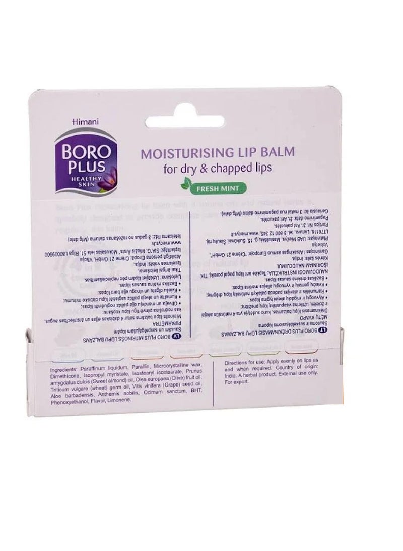 Boro Plus Himani Boroplus Healthy Skin Moisturising Lip Balm 10Ml - Fresh Mint - Image 3