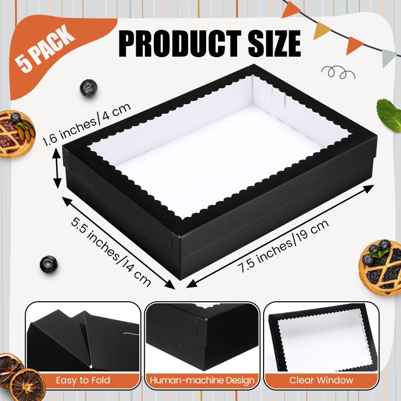 Sinload 10 Pcs 19x14x4 Inch Half Sheet Cake Boxes 5pcs Large Rectangle Bakery Boxes with 5pcs Cake Boards for Pastry Baking, Cupcakes, Donuts, Cookies, Pie Treat Packaging (Black) - Image 2
