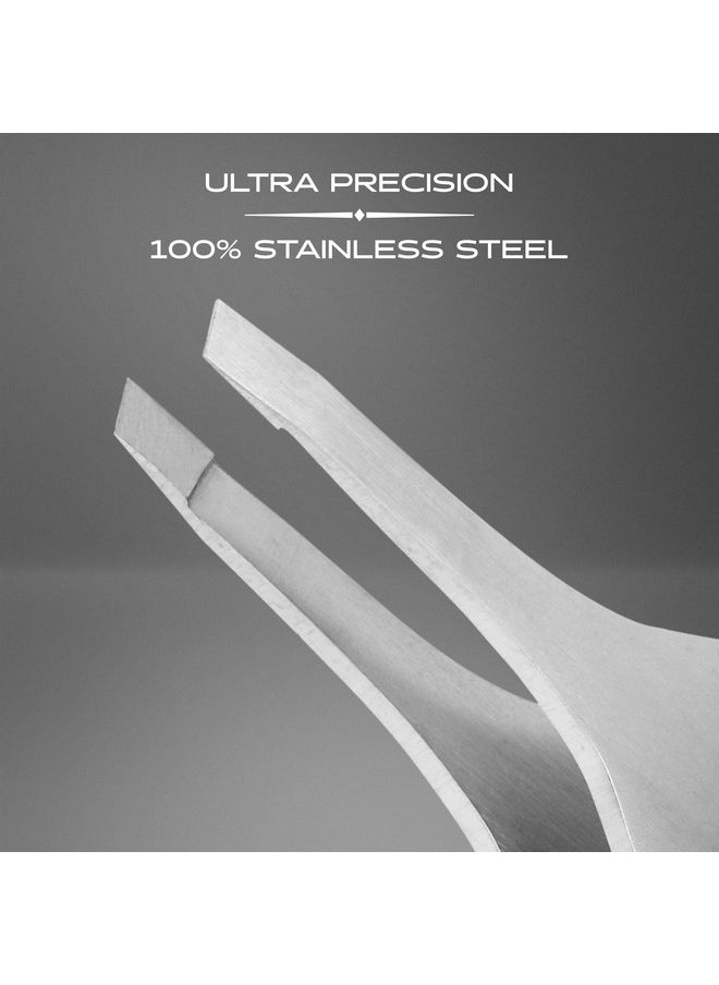 BRV MEN - Rv Men Wide Grip Slant Tweezers German Stainless Steel Handfiled Slanted Tips For Ultraprecision Tweezers For Eyebrows And Nose/Ear/Facial Hair Professional Grade (Silver) - Image 1