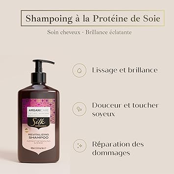 Arganicare Silk Range CONDITIONING SHAMPOO Silk Protein Repairs and Treats the Driest Hair Nourishing Effect High Hydration All hair types 400mL - Image 3
