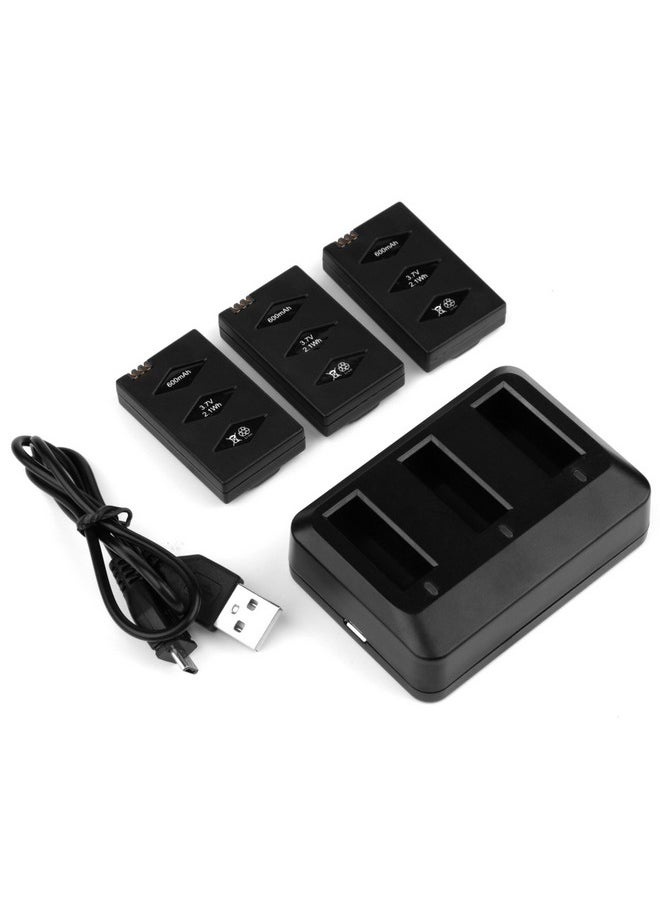 Shoot - 3 Pack Battery 660Mah 3.7V Charger Kit For Parrot Minidrone Jumping Sumothe Win Roboticsswingmamboparrot Mini Drone Rolling Spider - Image 1