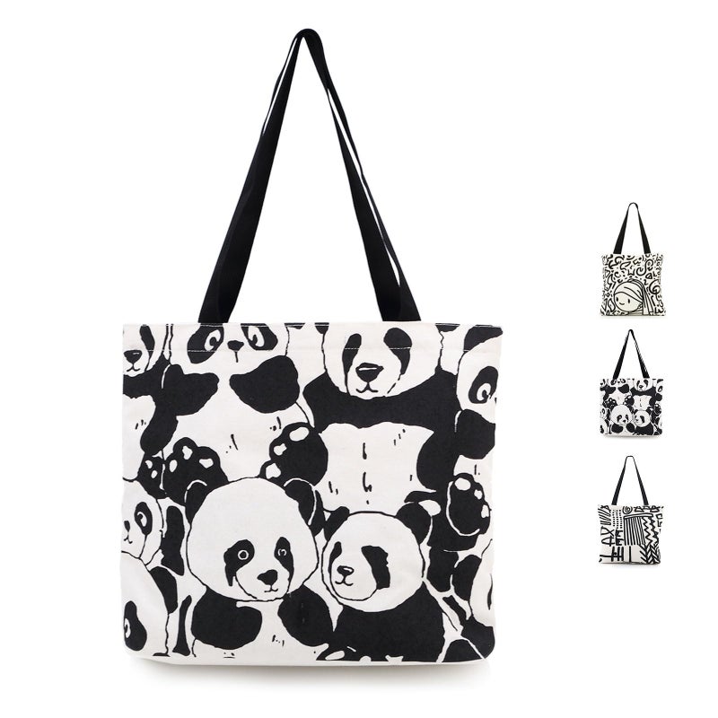Baglemon Canvas Tote Bag for Women, Aesthetic Shoulder Handbag with Zipper & Inner Pockets - Image 1