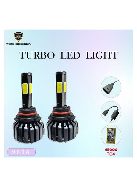Car Headlight LED Bulb Super Bright 9006, 9-30V 25watt 6000K-2500LM, Canbus Functionality TBS Design TC4 Turbo LED Light