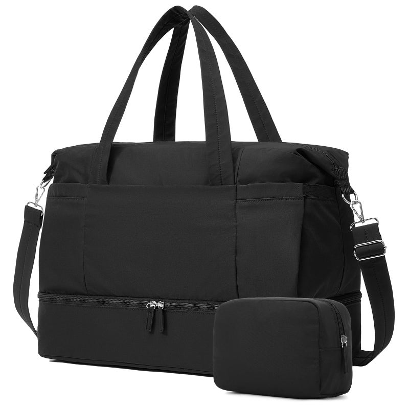 Vorspack Duffle Bag for Travel - 40L Gym Bag for Women Men Personal Item Travel Bag with Shoe Pocket Toiletry Bag Lightweight Carry On Bag for Weekender Overnight Sports - Black - Image 1