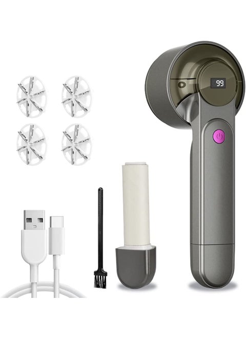 SYOSI Rechargeable Fabric Shaver, Electric Lint Remover Shaver with LED Digital Display and 4 Replaceable 6-Leaf Blades, Removing Fuzz from Clothes, Sweater, Couch, Furniture, Carpets and Blanket