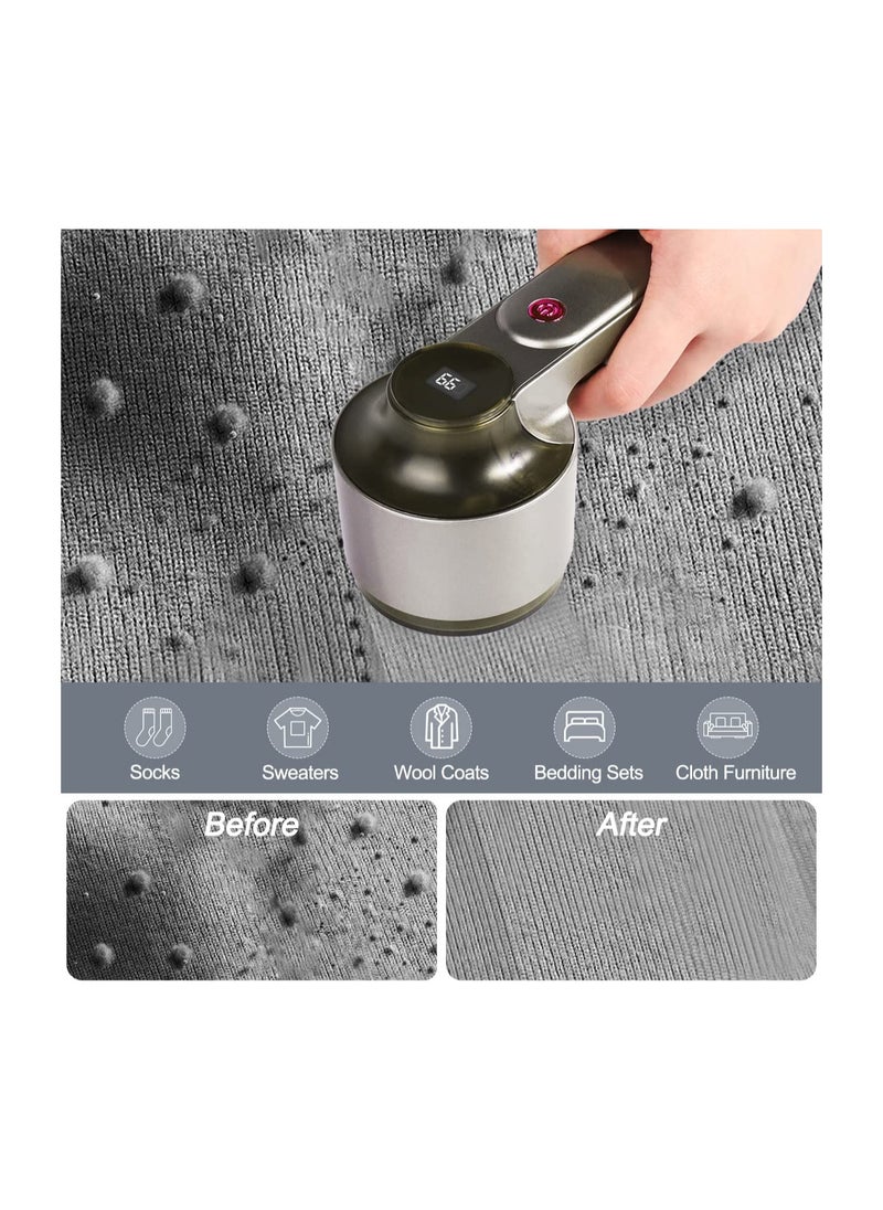 SYOSI - SYOSI Rechargeable Fabric Shaver, Electric Lint Remover Shaver with LED Digital Display and 4 Replaceable 6-Leaf Blades, Removing Fuzz from Clothes, Sweater, Couch, Furniture, Carpets and Blanket - Image 1