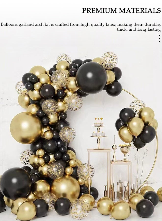 DUNISO 133pcs Black and Gold Balloons Garland Arch Kit Black Metal Gold and Metallic Confetti Gold Balloons for Shower Birthday Wedding Bachelorette Party Decorations Supplies Anniversary - Image 3