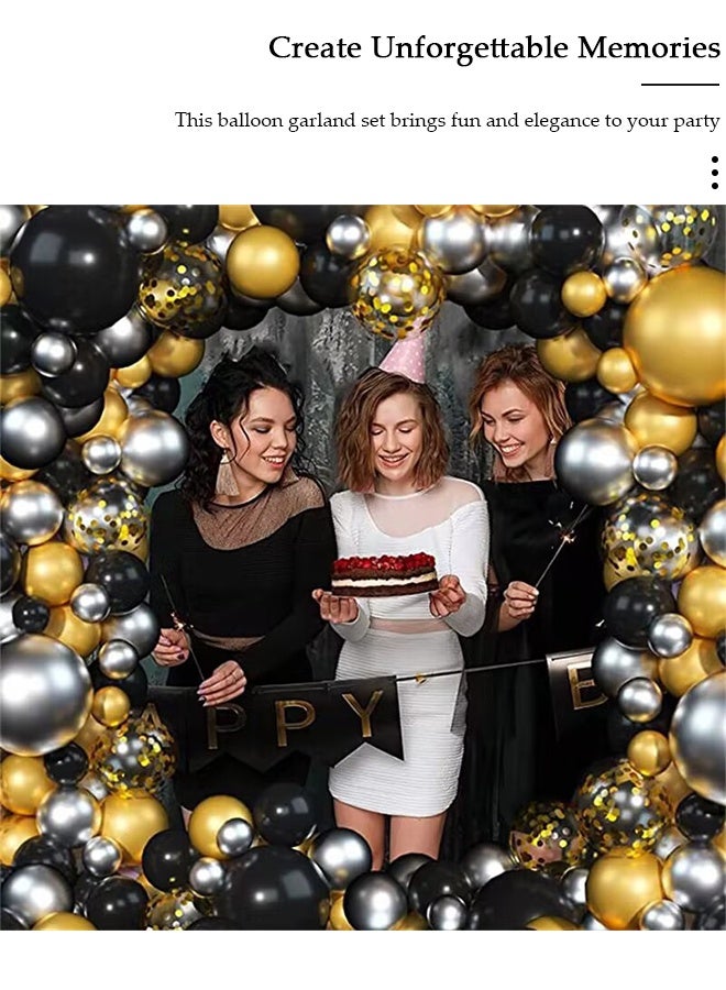 DUNISO 133pcs Black and Gold Balloons Garland Arch Kit Black Metal Gold and Metallic Confetti Gold Balloons for Shower Birthday Wedding Bachelorette Party Decorations Supplies Anniversary - Image 4