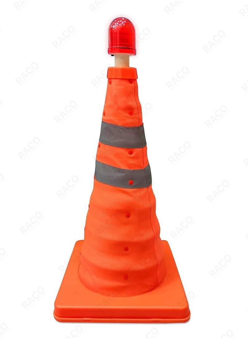RACO - RACO 18-Inch Collapsible Safety Cone – Multi-Purpose Reflective Pop-Up Traffic Cone with Flashing Light (Orange) - Image 1