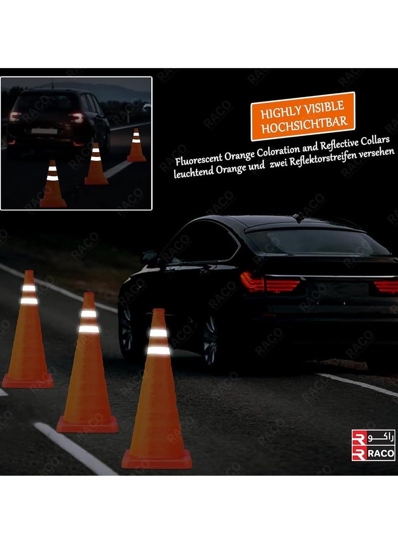 RACO - RACO 18-Inch Collapsible Safety Cone – Multi-Purpose Reflective Pop-Up Traffic Cone with Flashing Light (Orange) - Image 1
