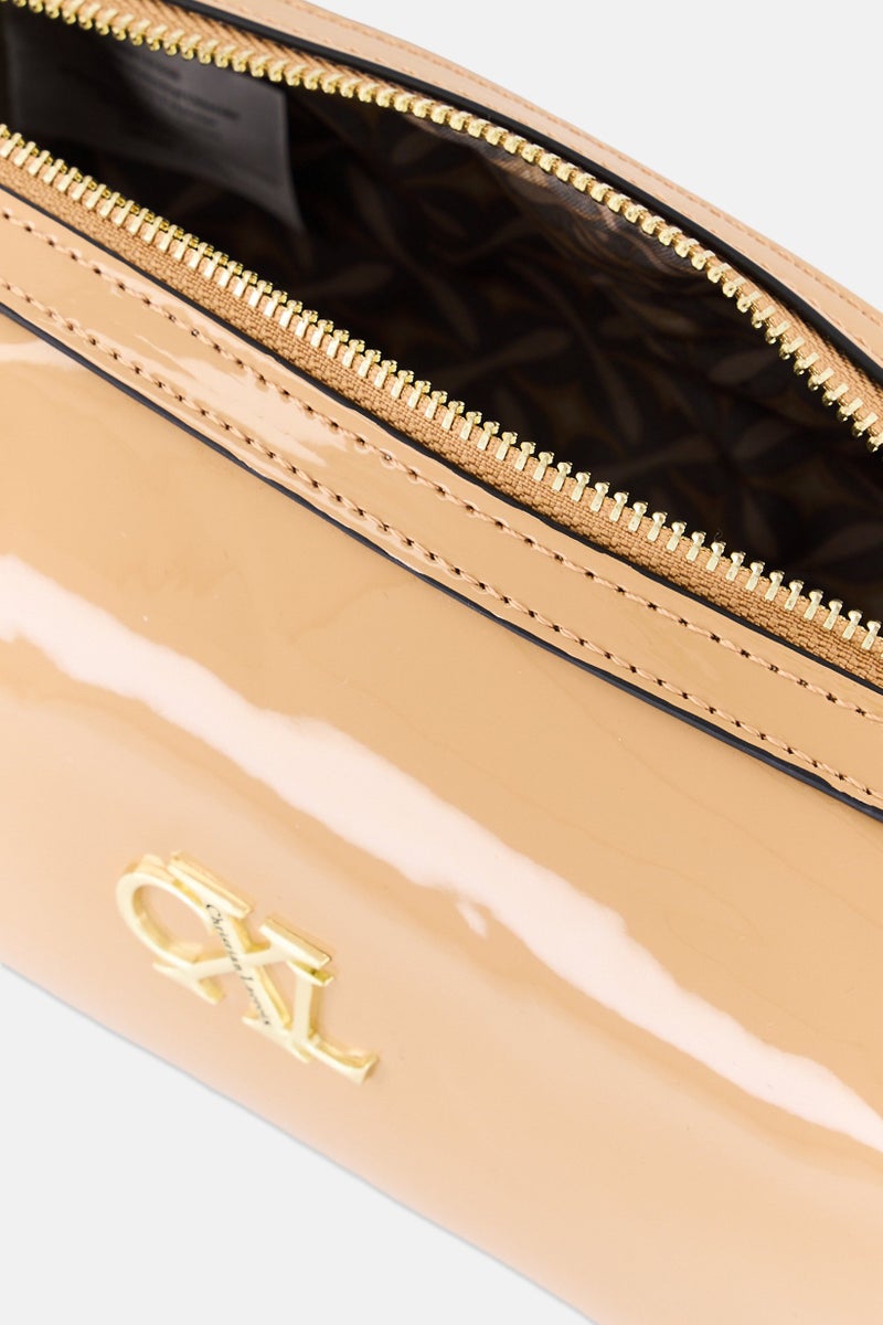 Christian Lacroix Women Brand Logo Makeup Bag, Tan - Image 3