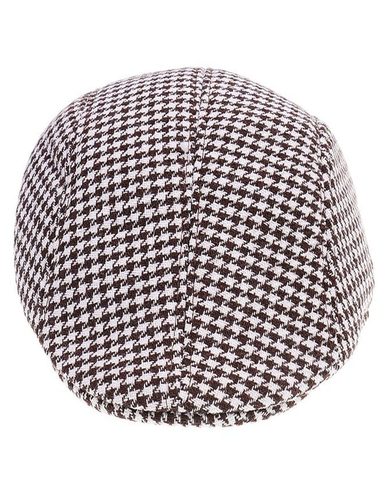 RR DESIGN Ivry/Golf/Flat Tweed Hats for Men-Pack of 1-Free Size- (Brown & white Houndstoch pattern) - Image 3