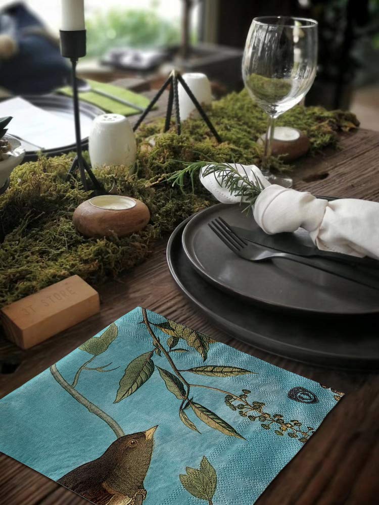 ALINK Decoupage Paper Napkins, Luncheon Tea Party Napkins Serviettes Printed Birds 20 Count 2-Ply, 13 x 13 Inch - Image 2