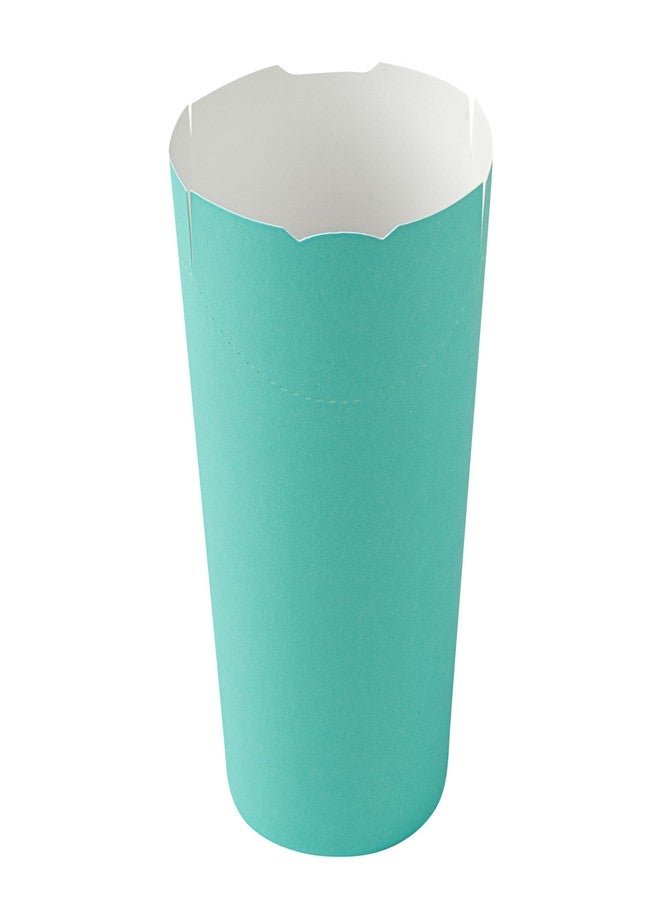 Restaurantware Bio Tek 20 Ounce French Fry Cups 100 Disposable French Fry Holders - With Fold-Down Cover Tab Lock Closure Turquoise Paper Fry Cups For Onion Rings Chips or Popcorn Stackable - Image 2