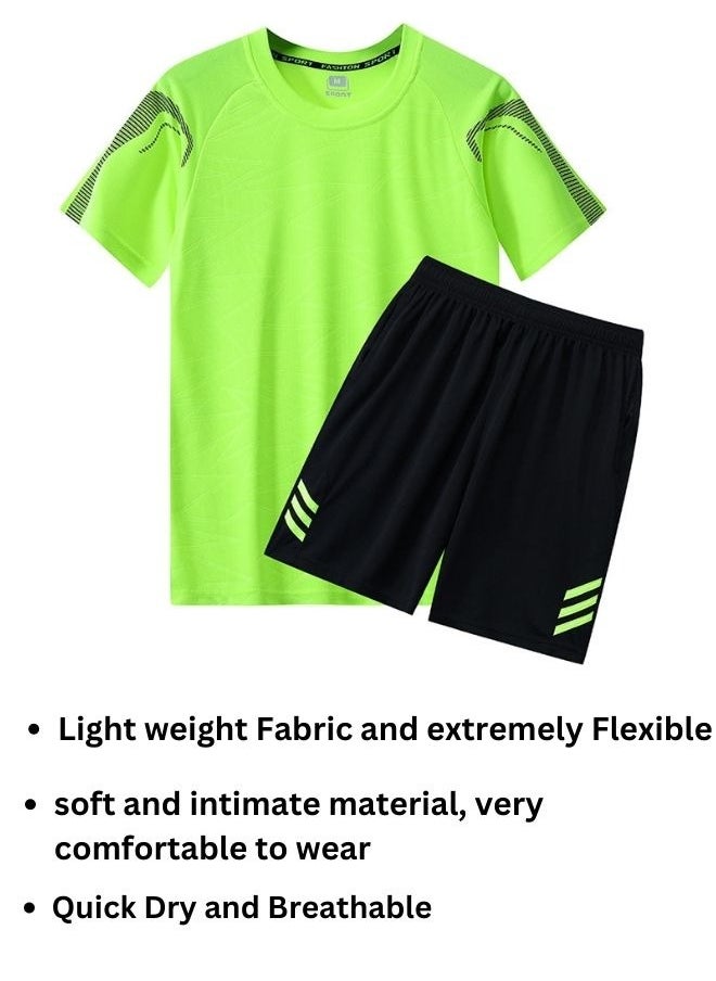 Mei Stylish - Men T-Shirt and Short Tracksuit Sport Suit Activewear Set - Image 1