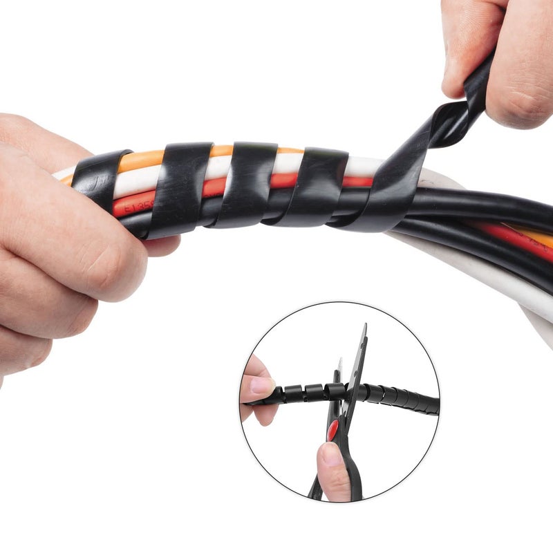Allwin Spiral Cable Wrap - 20 Ft 1/2" Spiral Wire Wrap Cord Covers Bundle Sleeve Hose for Computer Electrical Wire Organizer (1/2 Inch-20Ft) - Image 3
