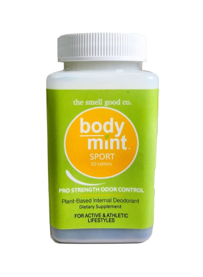 Body Mint Sport, Extra Strength Chlorophyll Deodorizing Supplement for Full Body Freshness, Aluminum-Free Plant-Based Internal Deodorant, Designed for Active and Athletic Lifestyles, 50 tabs - Image 1