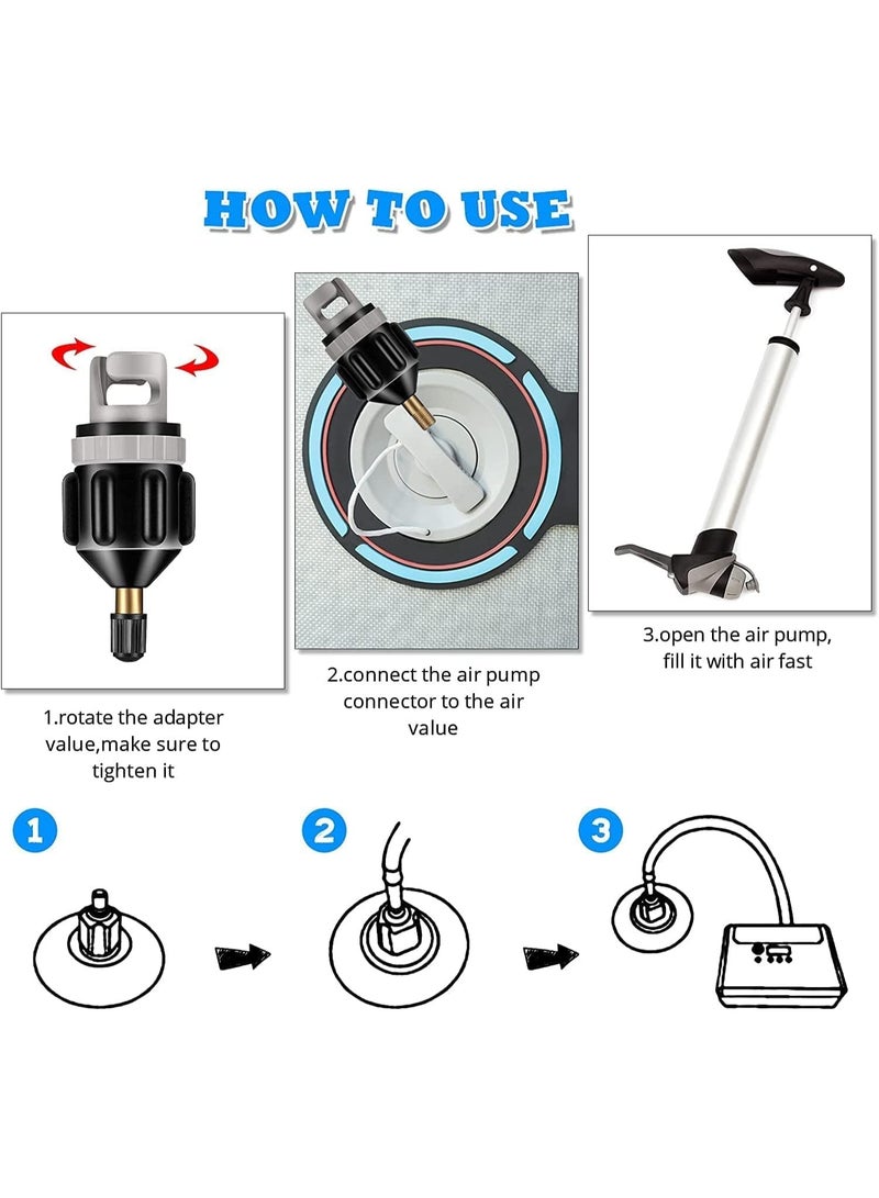 2 قطعة محول مضخة SUP قابلة للنفخ ، محول صمام هواء للوح التجديف ، قوارب الكاياك ، القوارب القابلة للنفخ ، موصل مضخة نفخ سريع متوافق مع ضواغط الهواء القياسية - Image 4