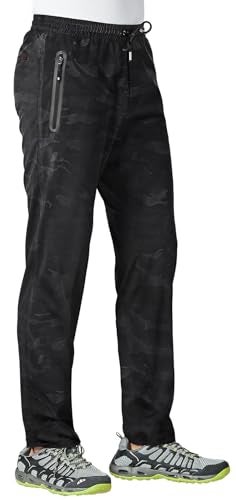 Rdruko Men's Lightweight Sweatpants Quick Dry Hiking Athletic Workout Sports Casual Pants with Zipper Pockets(Camo, US S) - Image 2