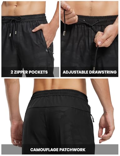 Rdruko Men's Lightweight Sweatpants Quick Dry Hiking Athletic Workout Sports Casual Pants with Zipper Pockets(Camo, US S) - Image 5