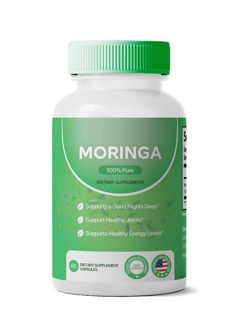 مورينجا كبسولات مسحوق المورينجا مسحوق المورينجا الغني بالعناصر الغذائية النقية، مضاد أكسدة طبيعي أخضر، غذاء خارق يدعم الطاقة وصحة البشرة وصحة الأمعاء - Image 1
