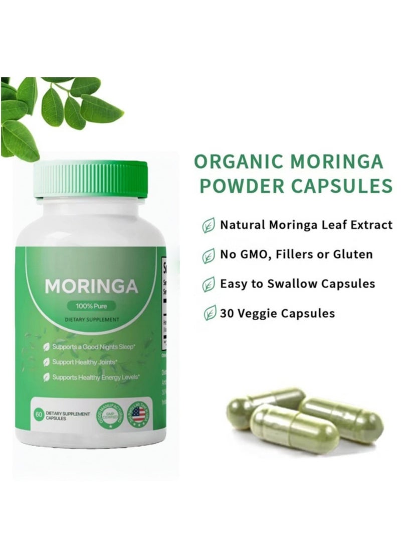 مورينجا كبسولات مسحوق المورينجا مسحوق المورينجا الغني بالعناصر الغذائية النقية، مضاد أكسدة طبيعي أخضر، غذاء خارق يدعم الطاقة وصحة البشرة وصحة الأمعاء - Image 4