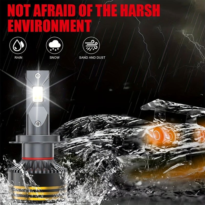 لمبات أمامية LED بقوة 45000 لومن 300 واط 6500K لون أبيض موديل H4 9003 HB2 HB1 H7 H18 H11 H16 9006 9012 9005 توصيل وتشغيل مباشر مع محرك خارجي جاهز لنظام كانباص هيكل من الألومنيوم لتبديد الحرارة - Image 5