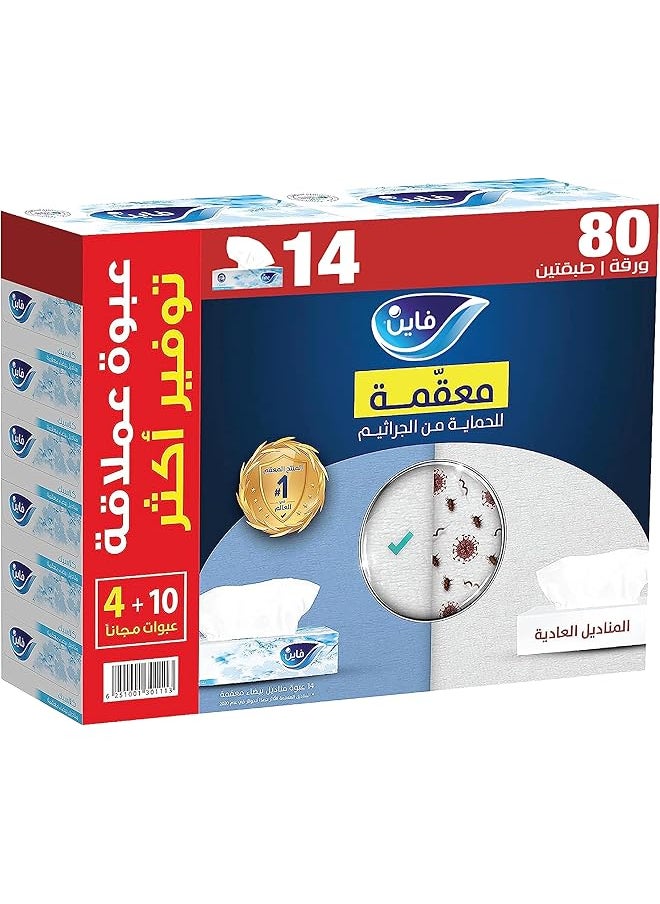 Fine Classic Facial Tissue Sterilized Tissue Box 14 Boxes 2 Ply × 80 Sheets Cotton Feel Tissue Suitable For All Skin Types And All Settings Tissue Sterilized Steripro For Germ Protection  - Image 1