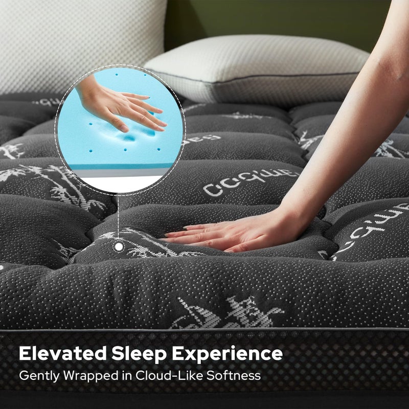 BEDLORE California King Memory Foam Mattress Topper 4 Inch,2-in-1 Dual Layer Design (2"Gel Memory Foam + 2"Plush Pillow Top Cover) Mattress Topper Medium-Firm,Pressure Relief & Back Pain Support(Gray) - Image 4
