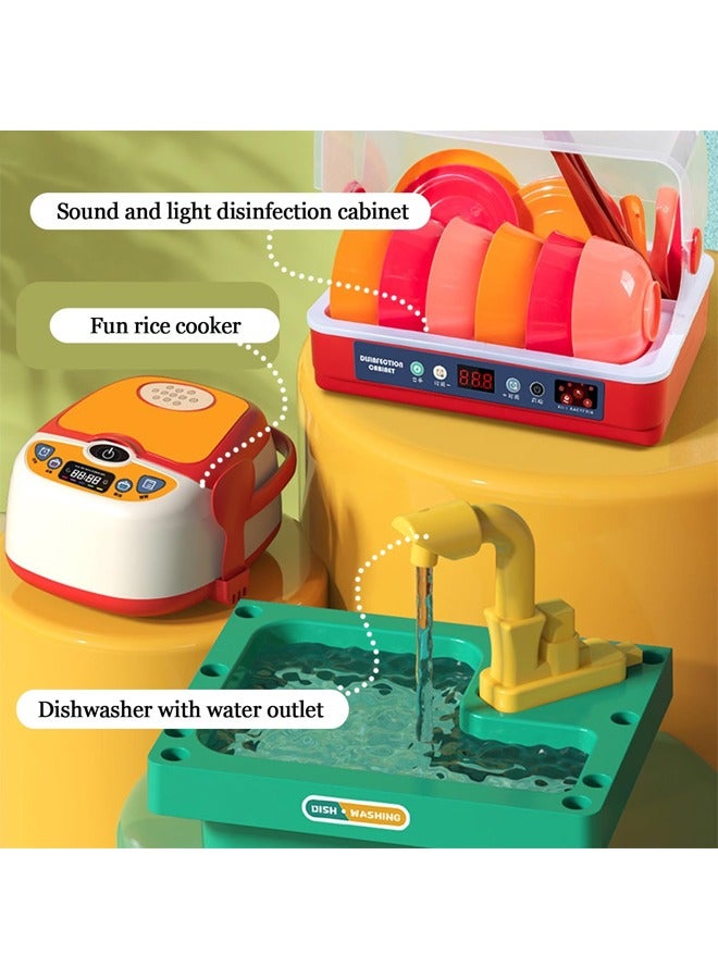 Kids Play Kitchen Accessories Set, 55pcs Toddler Kitchen Playset with Sound  Light, Mini Kitchen Set for Kids,Toddler Pretend Cooking Play Pots, Pans, Utensils Cookware,Cooking Stove with Steam and - Image 5