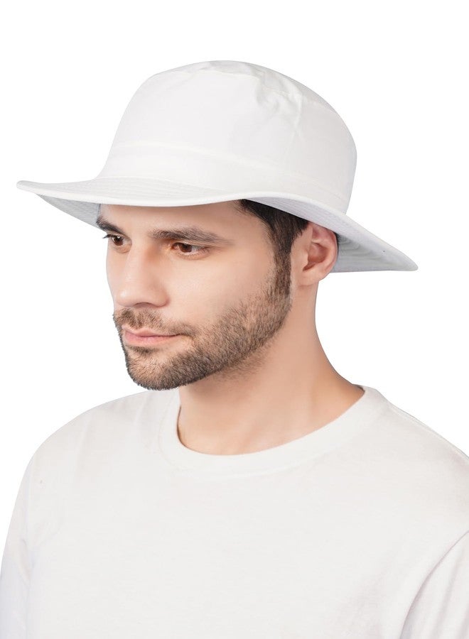 PrimeBox Cotton Classic Packable Beach Outdoor Fishing Bucket Sun Hat for Men Women Adult Boys Teen Round Big Wide Brim Floppy Summer Sun Protection Hat (White 2pcs Combo) - Image 5