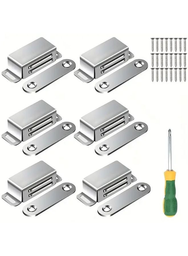 6pcs Ultra Thin Magnetic Snap Cabinet Door Magnets With Screws Screwdriver - Image 2