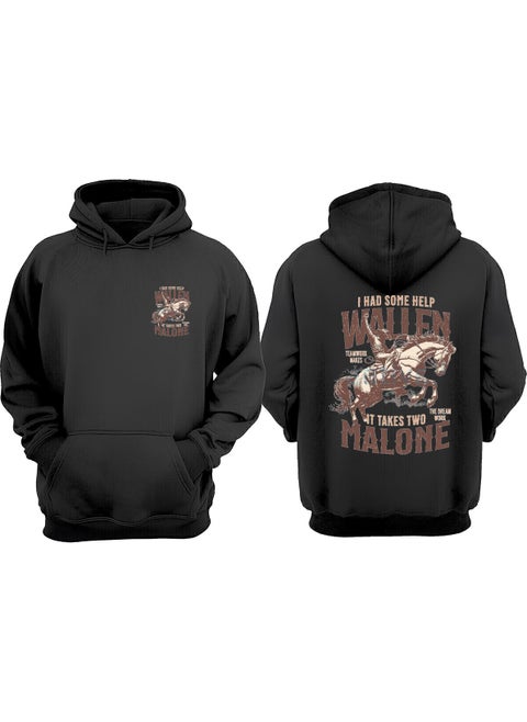 Unisex Walien Malone Design Front Back Printed Regular Fit Black Sweatshirt