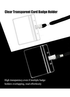 KASTWAVE Clear ID Badge Holder with Lanyard, Plastic Horizontal Name Tags Badge ID Card Holders and Black Lanyards with Clip lanyards for id Badges 100Pcs, 85 x 100 mm  - Image 3