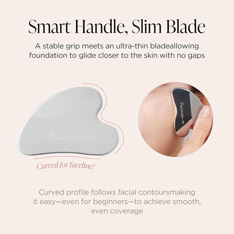 Piccasso Curved Makeup Spatula for Foundation, Stainless Steel Base Makeup Tool with Synthetic Leather Case, Thin Smooth Application for Even Coverage and Natural Skin-Like Finish - Image 3