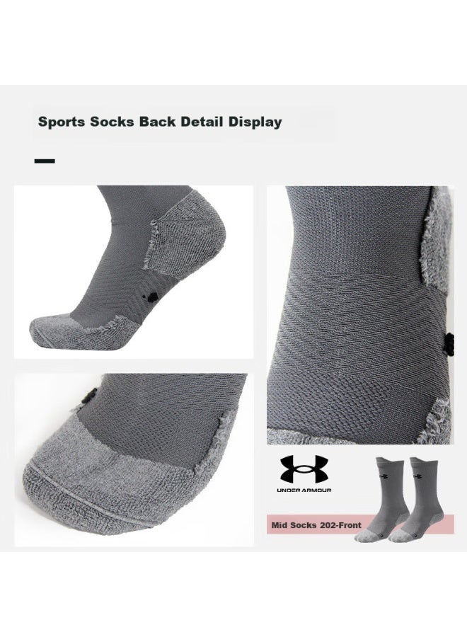 UNDER ARMOUR Under Armour Basketball Socks Unisex Running Badminton Sweat-absorbent Anti-slip Mid-tube Cotton Socks Green Size L  - Image 4