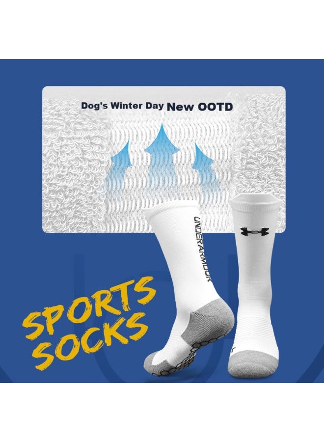UNDER ARMOUR Under Armour Basketball Socks Unisex Running Badminton Sweat-absorbent Anti-slip Mid-tube Cotton Socks Green Size L  - Image 3