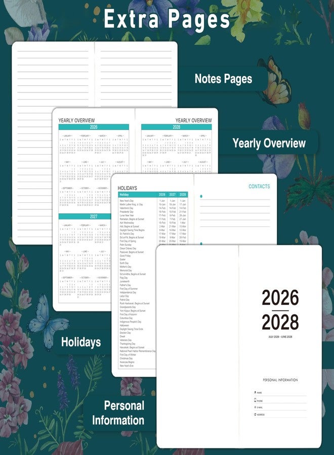 Indeme تقويم جيب 2026-2028 - مخطط شهري 2026-2028، من يوليو 2026 إلى يونيو 2028، 24 صفحة، مخطط جيب شهري مع فواصل، صفحات للملاحظات، صفحات للعطلات، سهل الحمل، مقاس A6 (6.5 بوصة × 3.5 بوصة) - أخضر نباتي - Image 4