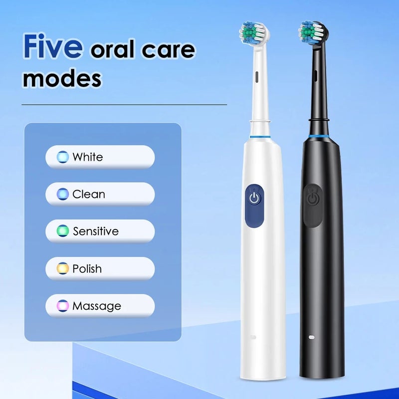 HailiCare Rotating Electric Toothbrush for Adults 5 Modes 4 Brush Heads 7500RPM 30-Day Battery Life IP67 Waterproof 2-Min Timer USB Rechargeable Oral Care for - Image 4