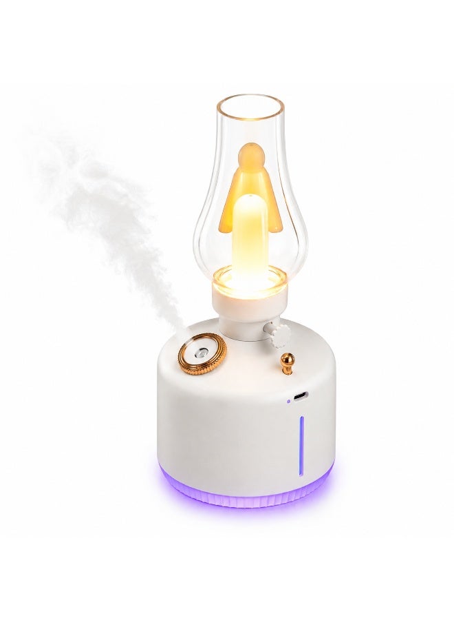 Retro Lantern Wireless Humidifier 280ml Rechargeable Aroma Diffuser with LED Night Light, Portable USB Type-C Mist Humidifier for Bedroom, Office, Home & Camping - Image 1