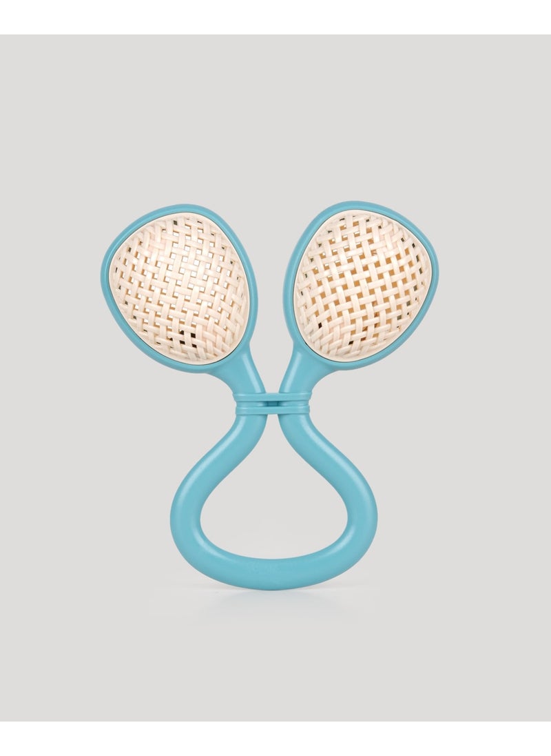 Let's Be Child Lc Ring Wicker Rattle Turquoise  - Image 1